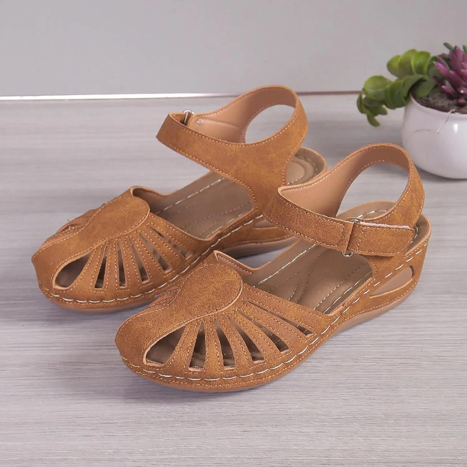 Orthowalkway Womens Close Toe Sandals,Women's Comfy Orthotic Sandals,Dressy Summer Walking Orthopedic Fisherman Shoes
