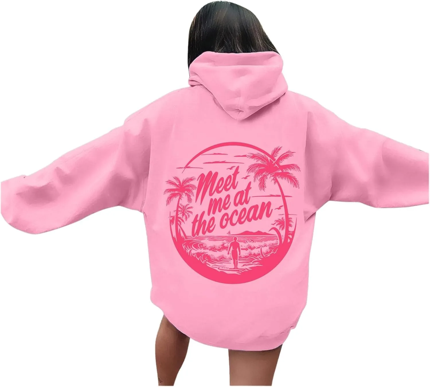 Oversized Hoodies for Women, Teen Girls Preppy Sweatshirt Long Sleeve Y2K Graphic Tees with Pockets