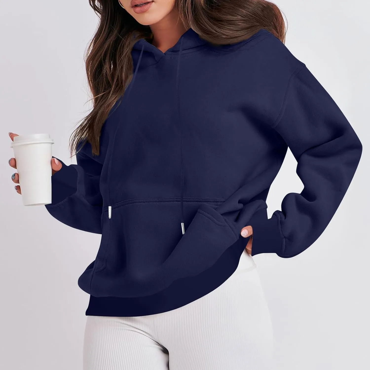 Oversized Hoodies For Women,2024 Fall Trendy Basic Plain Y2K Hoodies Drawstring Pullover Tops Long Sleeve Sweatshirt