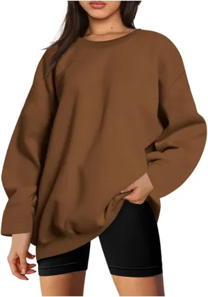 Oversized Pullover Sweatshirt for Women, Crew Neck Long Sleeve Sweatshirts Fall Fashion Outfits for Women 2024