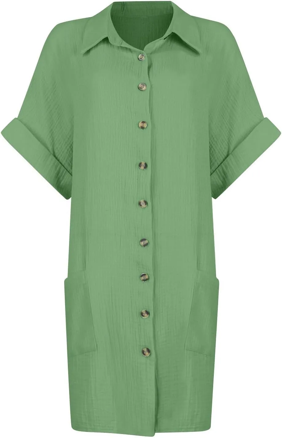 Palaver Summer Dresses for Women 2025 Casual Button Down Short Sleeve Tshirt Dress Boho Vacation Midi Dresses with Pockets