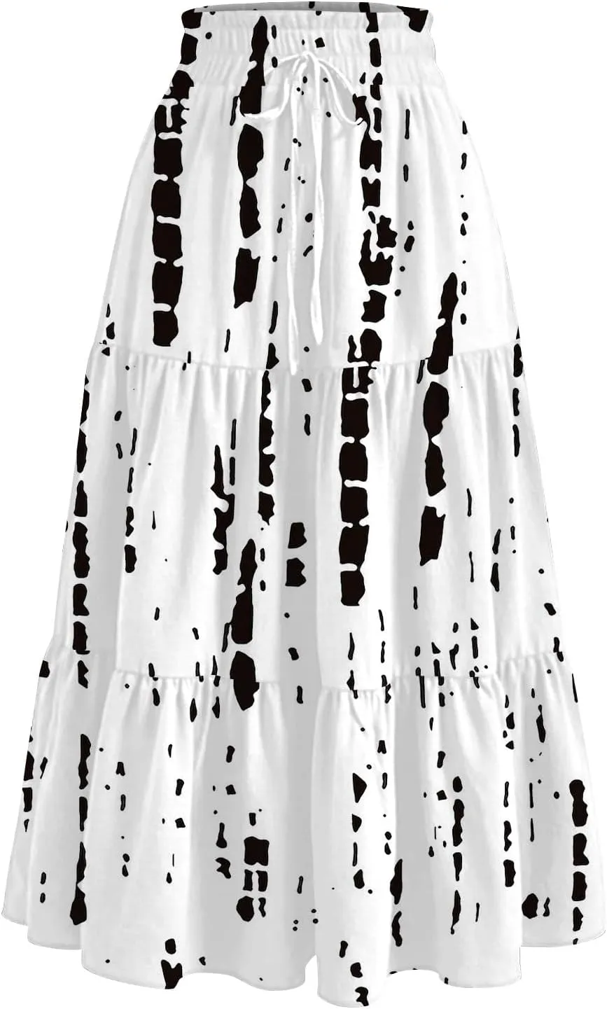 Partys Tapered Hems Skirts Ladies Pop Summer Cozy Loose Women Floral Elastic Waist