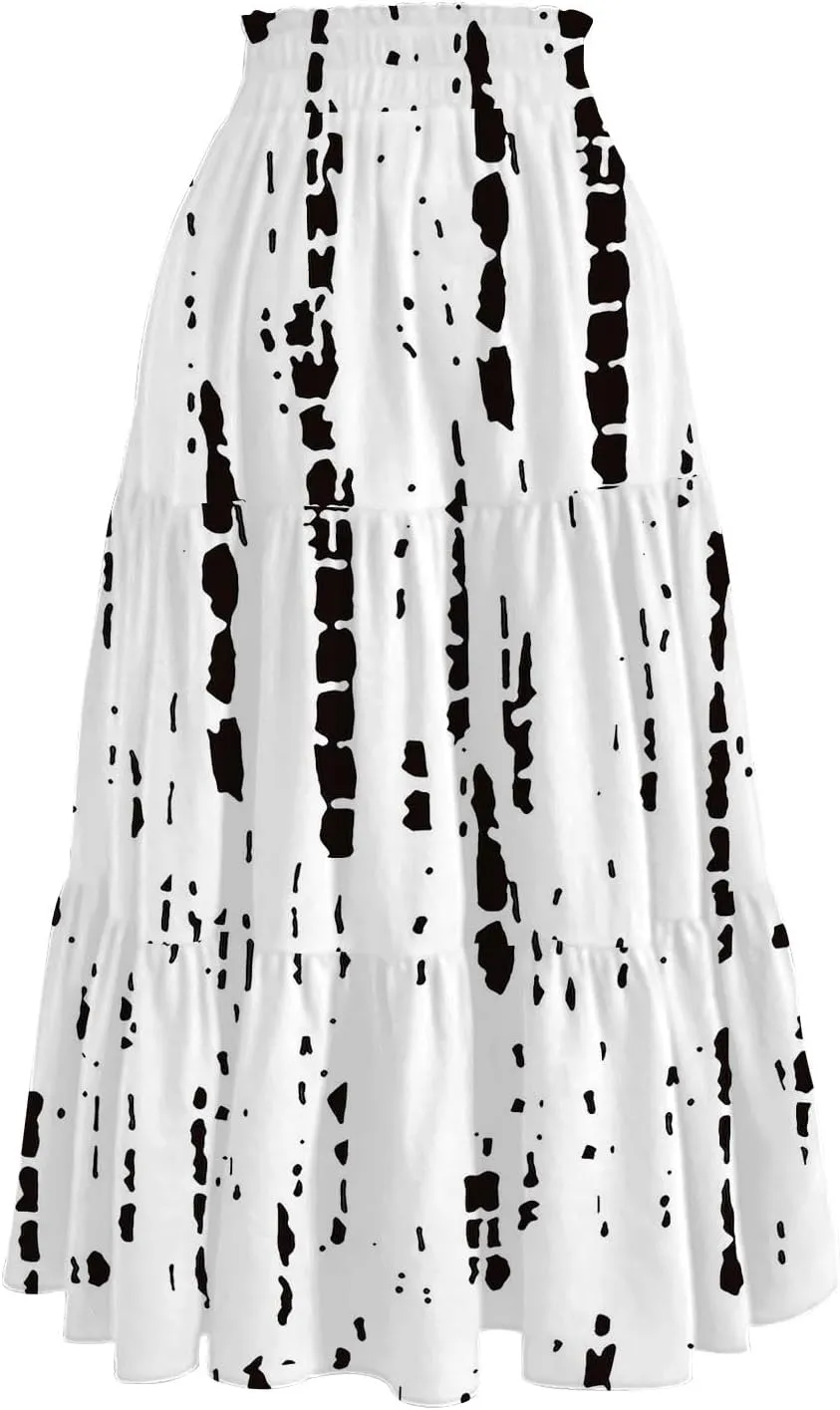 Partys Tapered Hems Skirts Ladies Pop Summer Cozy Loose Women Floral Elastic Waist