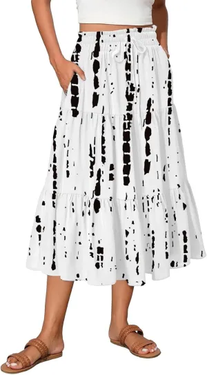 Partys Tapered Hems Skirts Ladies Pop Summer Cozy Loose Women Floral Elastic Waist