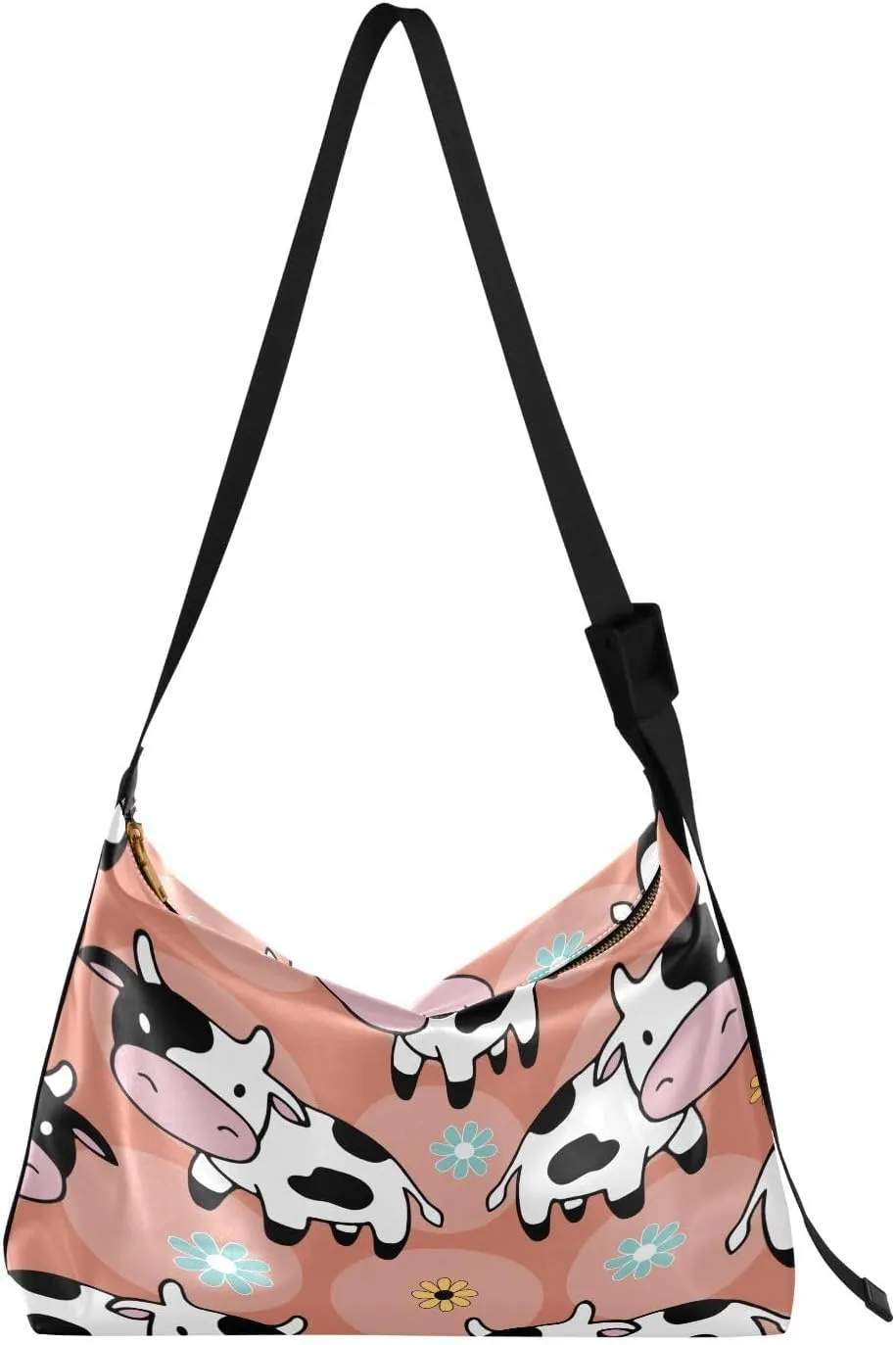 Pattern with Cute Cows Hobo Crossbody Bags for Women Leather Large Shoulder Bag Cross Body Trendy Womens Tote Bags Handbag for Travel Shopping