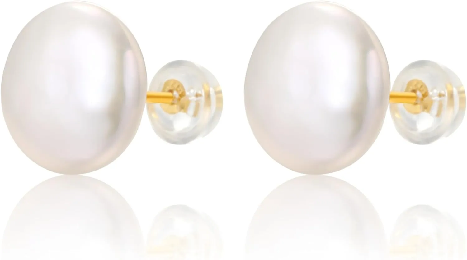 Pearl Stud Earrings for Women 18K gold plated Stud Earrings Handpicked Freshwater Pearl Earrings for Women(10-12mm, Golden)