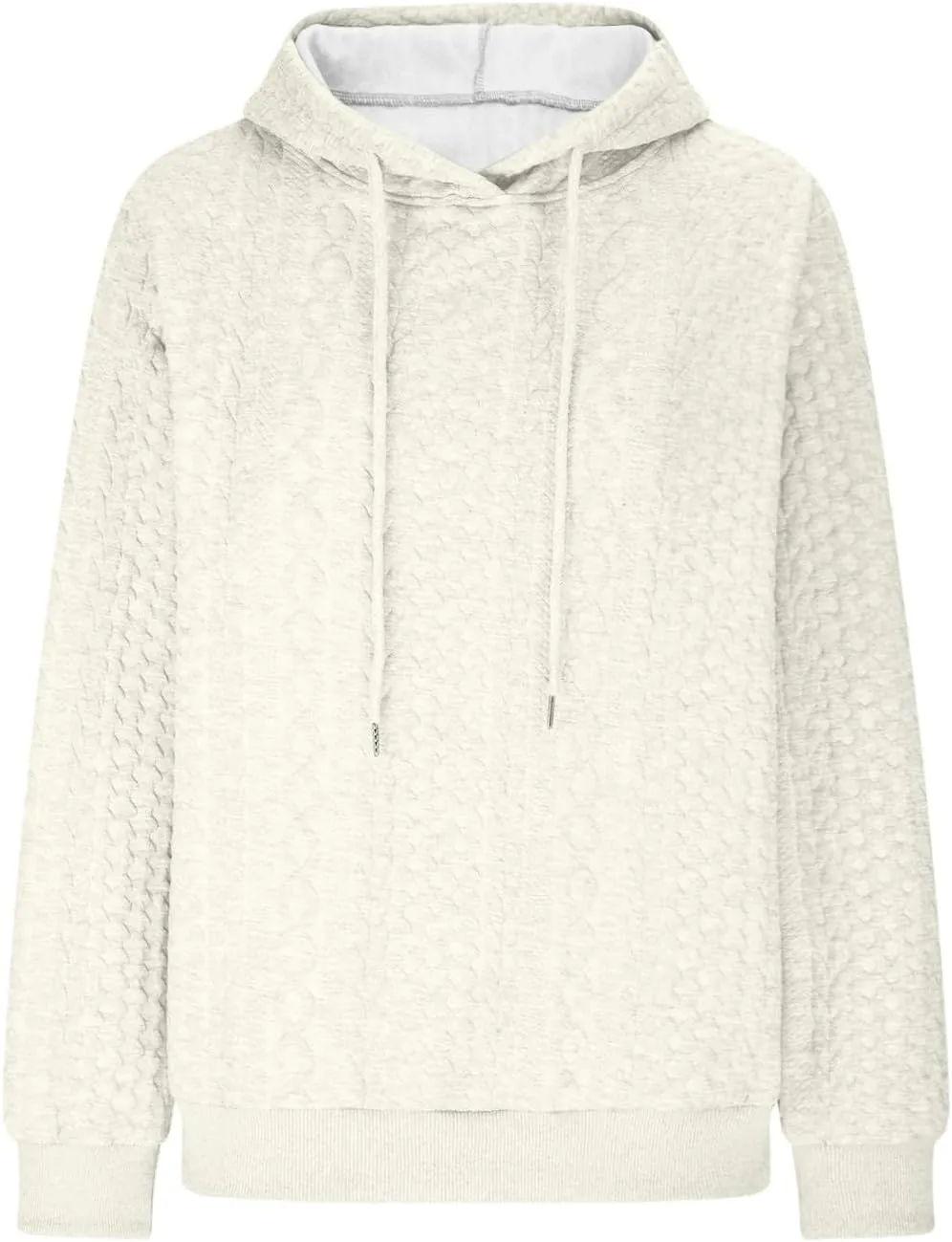 PETYCZEN Fall Sweatshirts for Women Casual Long Sleeve Lightweight Cable Knit Oversized Hoodie Drawstring Pullover Tops