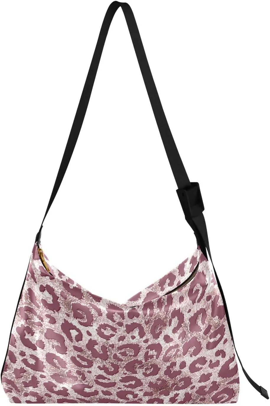 Pink Leopard Skin Theme Hobo Crossbody Bags for Women Leather Large Shoulder Bag Cross Body Trendy Womens Tote Bags Handbag for Travel Shopping