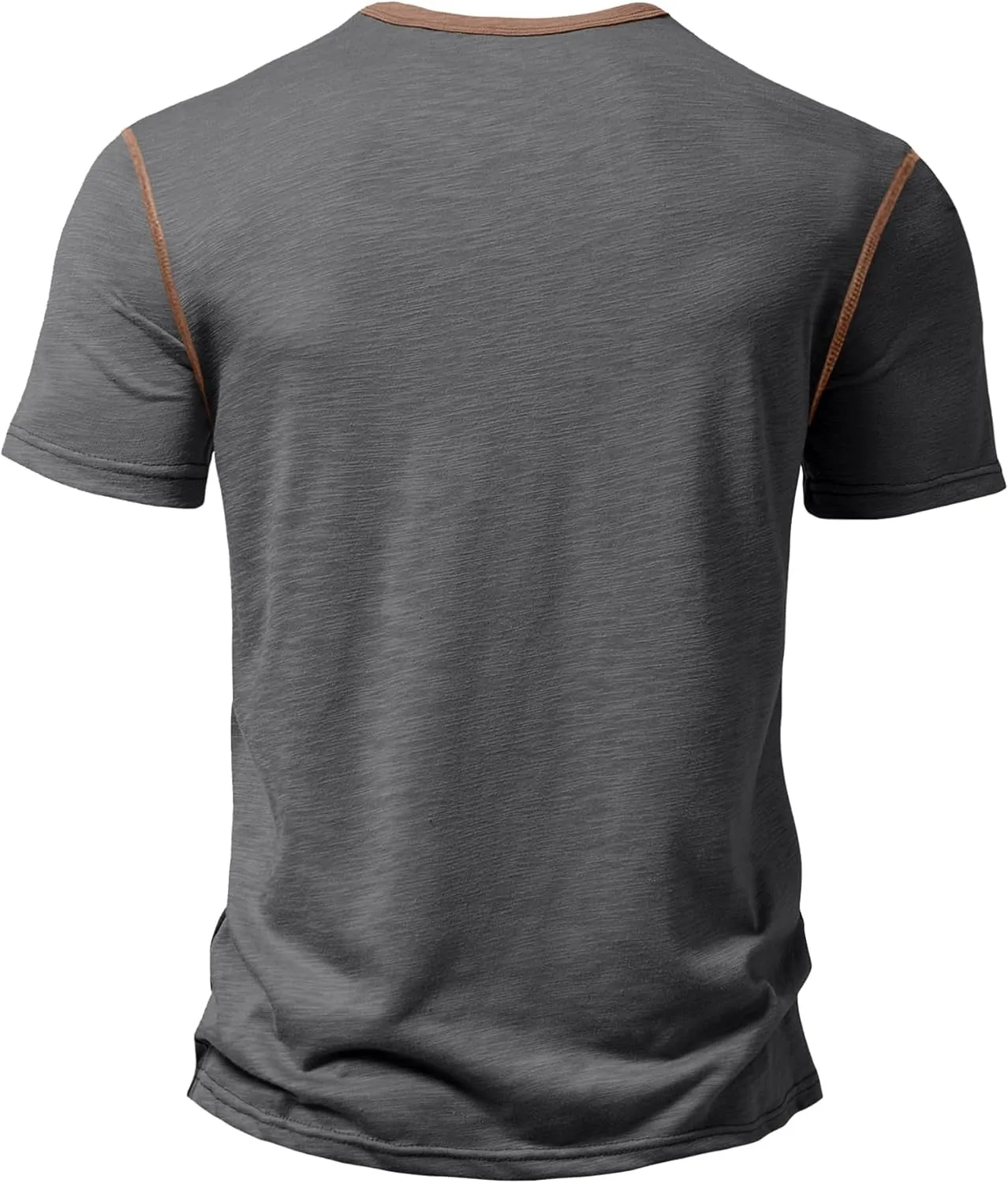PLEPAN Mens Henley Shirts Crewneck Short Sleeve Casual Cotton T-Shirts with Contrast Color Collar