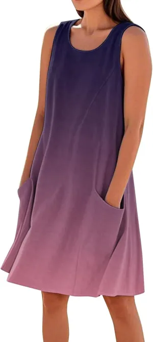 Plus Size Cotton Linen Midi Summer Dresses for Curvy Women 2025 Sleeveless Vacation Beach Sundresses with Pockets