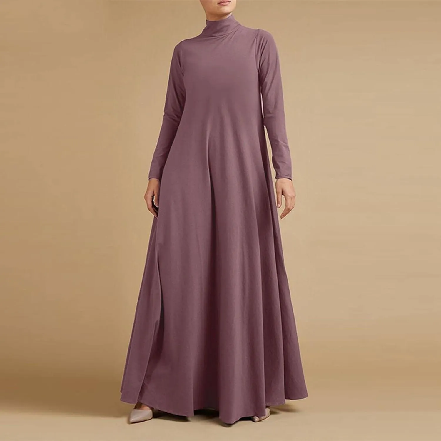 Plus Size Dresses for Women Formal Sexy Long Sleeve High Neck Ruffle Swing Maxi Dress Casual Solid Fall Winter Dress