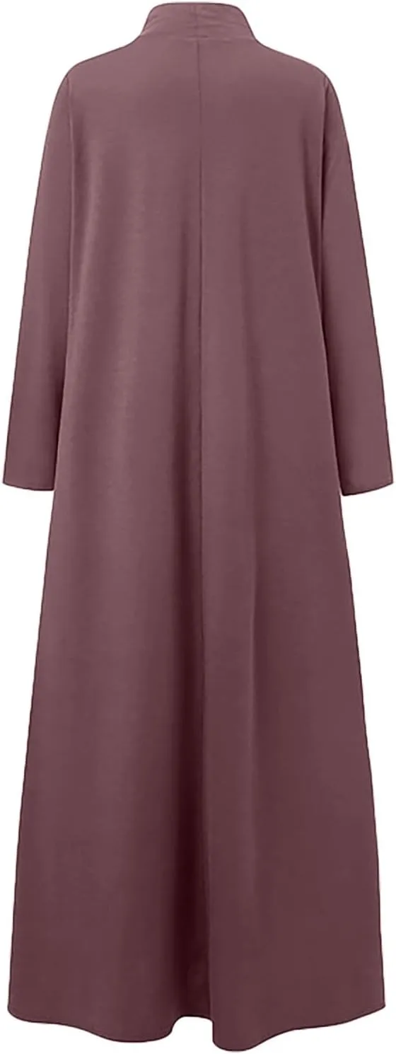 Plus Size Dresses for Women Formal Sexy Long Sleeve High Neck Ruffle Swing Maxi Dress Casual Solid Fall Winter Dress