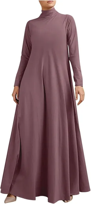 Plus Size Dresses for Women Formal Sexy Long Sleeve High Neck Ruffle Swing Maxi Dress Casual Solid Fall Winter Dress