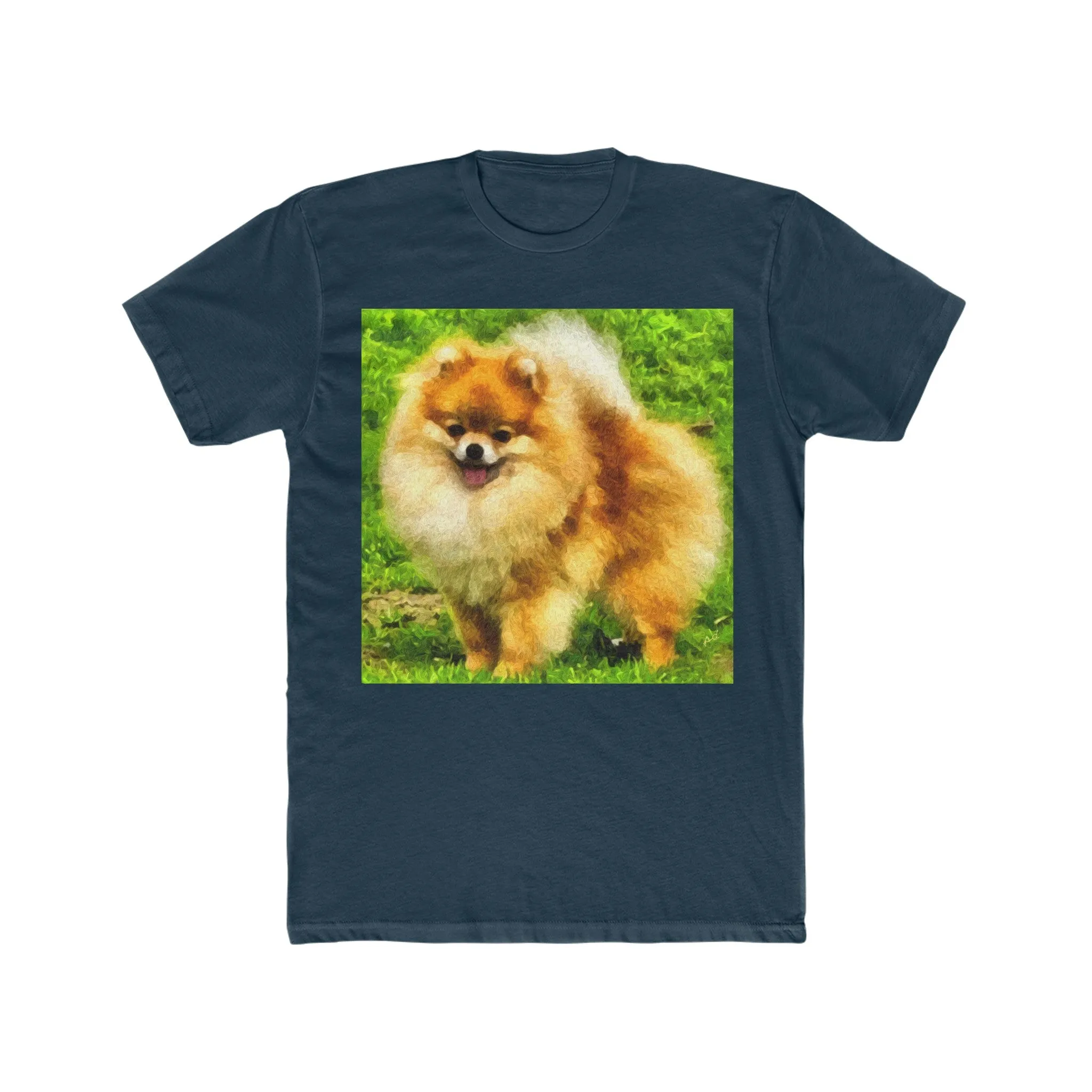 Pomeranian 'Pom Pom' Men's FIted Cotton Crew Tee