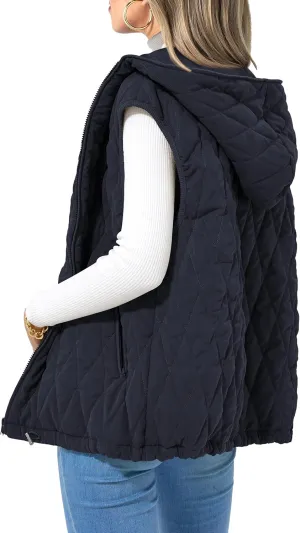 PRETTYGARDEN Women's 2025 Fall Spring Vest Casual Sleeveless Hooded Zip Up Jacket Trendy Winter Coat Outerwear