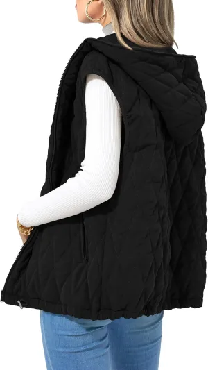 PRETTYGARDEN Women's 2025 Fall Spring Vest Casual Sleeveless Hooded Zip Up Jacket Trendy Winter Coat Outerwear