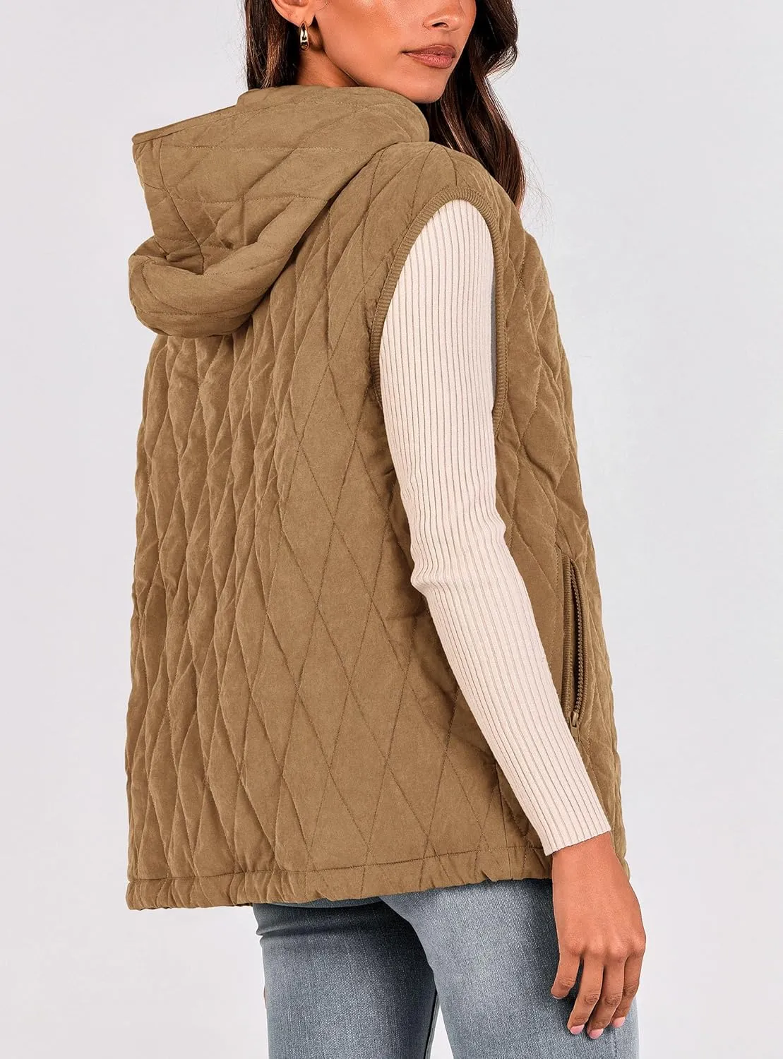 PRETTYGARDEN Women's 2025 Fall Spring Vest Casual Sleeveless Hooded Zip Up Jacket Trendy Winter Coat Outerwear