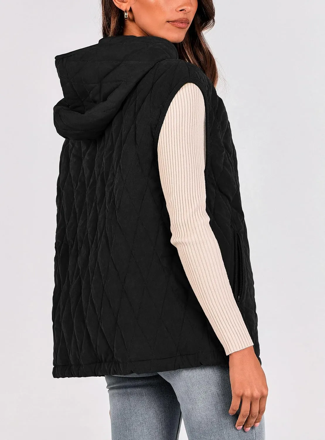 PRETTYGARDEN Women's 2025 Fall Spring Vest Casual Sleeveless Hooded Zip Up Jacket Trendy Winter Coat Outerwear