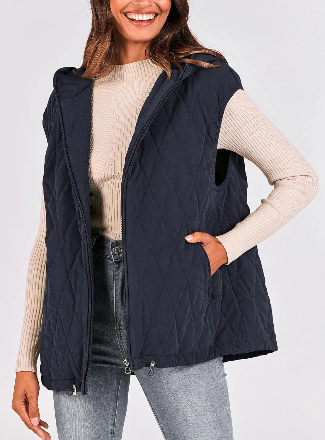 PRETTYGARDEN Women's 2025 Fall Spring Vest Casual Sleeveless Hooded Zip Up Jacket Trendy Winter Coat Outerwear
