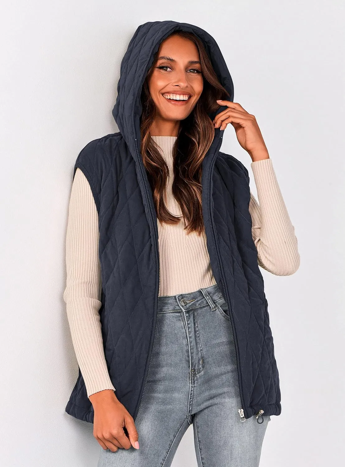 PRETTYGARDEN Women's 2025 Fall Spring Vest Casual Sleeveless Hooded Zip Up Jacket Trendy Winter Coat Outerwear