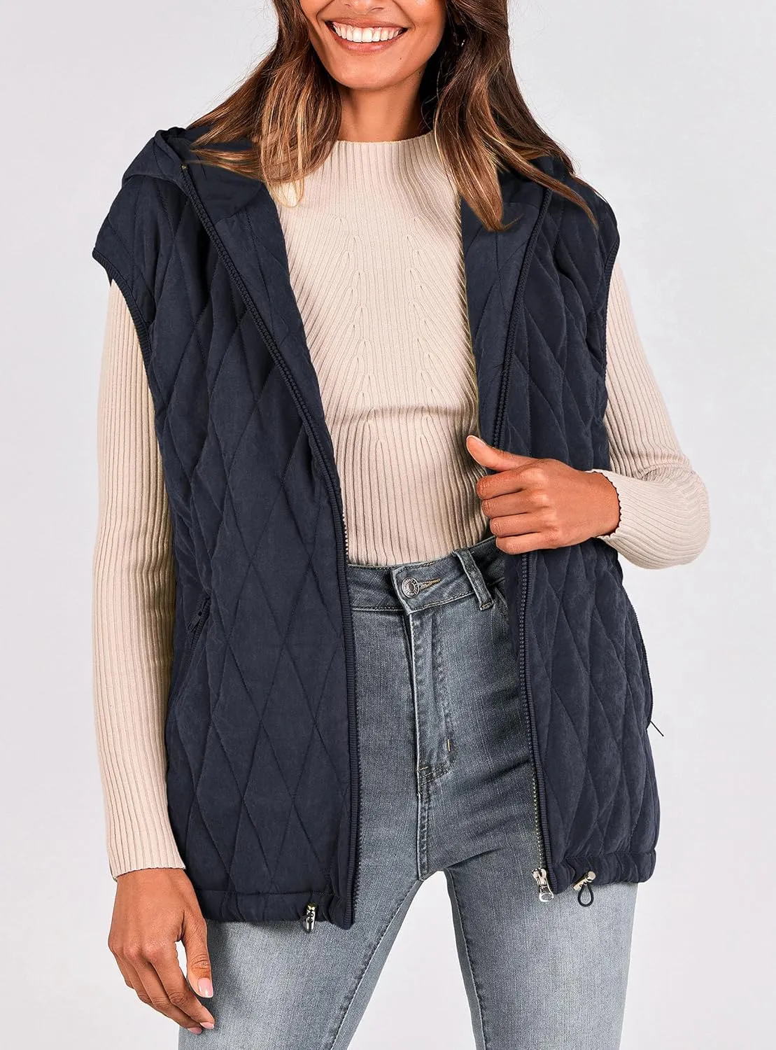 PRETTYGARDEN Women's 2025 Fall Spring Vest Casual Sleeveless Hooded Zip Up Jacket Trendy Winter Coat Outerwear
