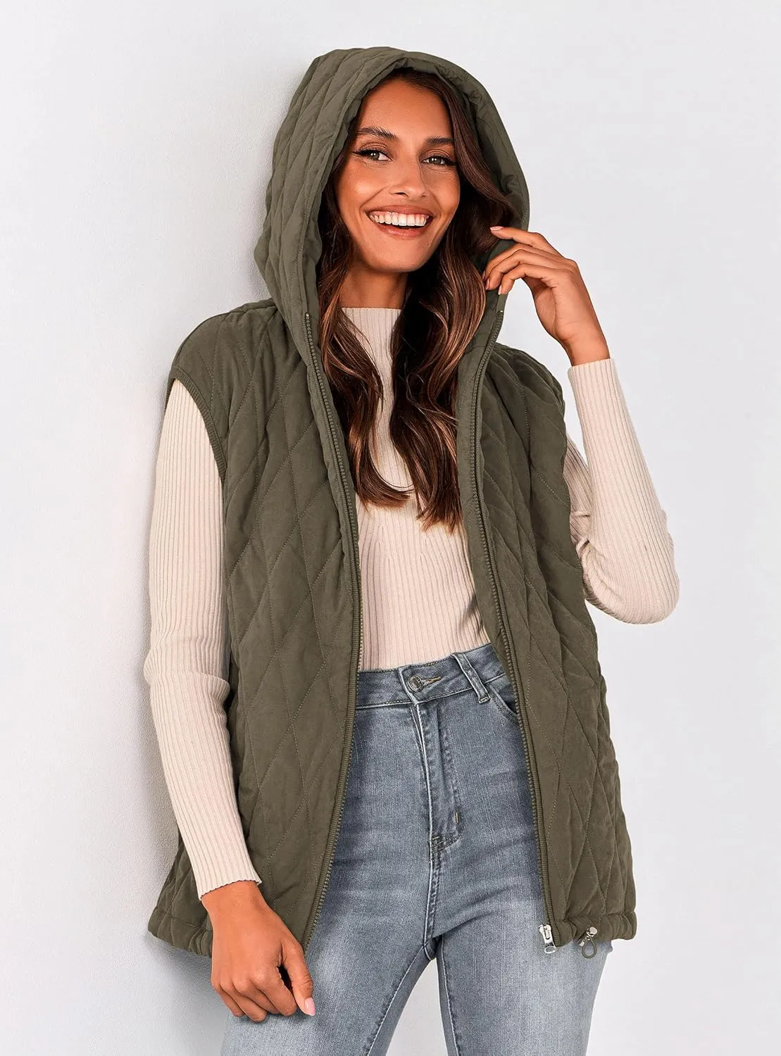 PRETTYGARDEN Women's 2025 Fall Spring Vest Casual Sleeveless Hooded Zip Up Jacket Trendy Winter Coat Outerwear