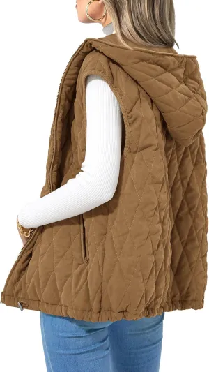 PRETTYGARDEN Women's 2025 Fall Spring Vest Casual Sleeveless Hooded Zip Up Jacket Trendy Winter Coat Outerwear