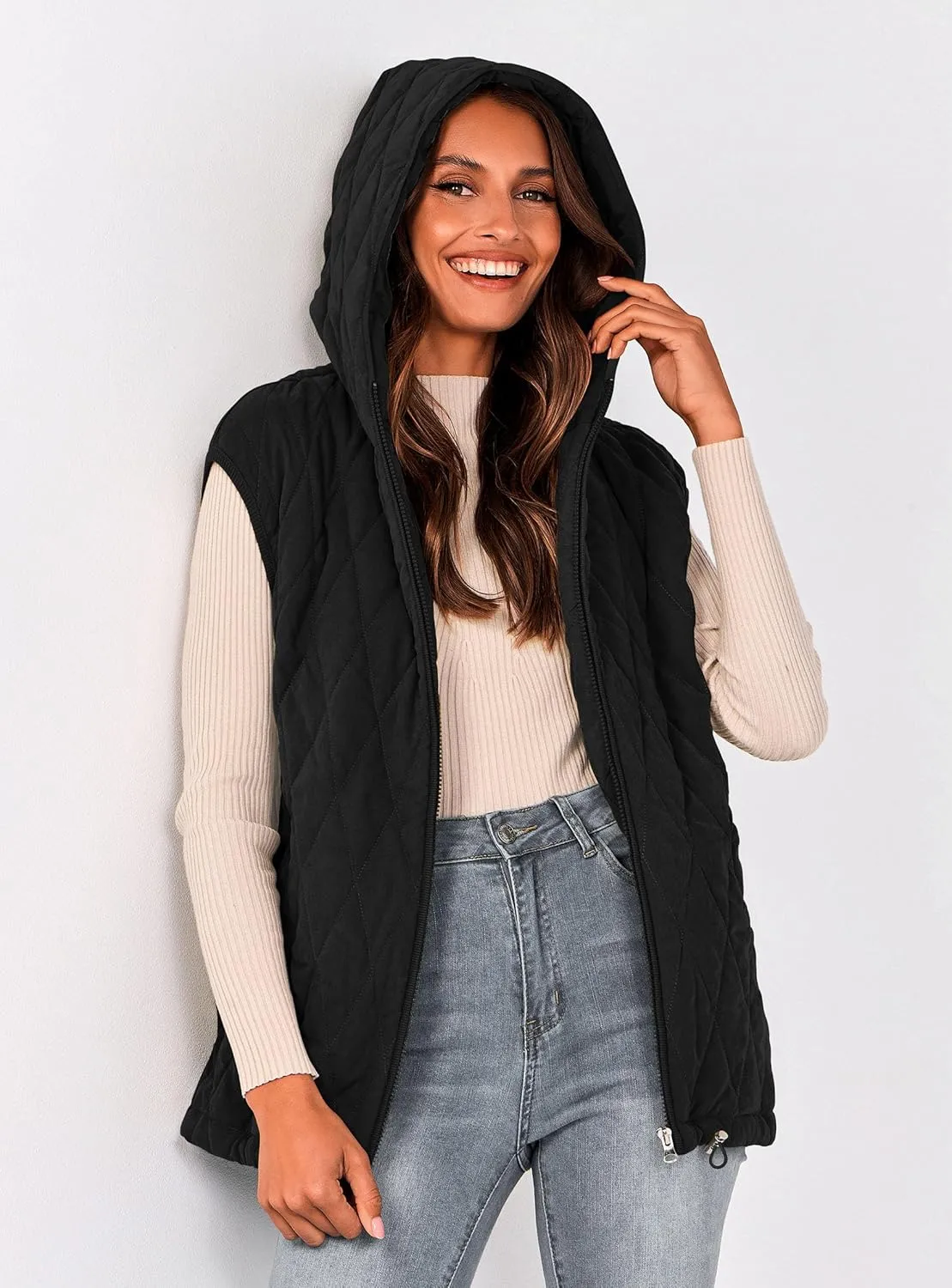 PRETTYGARDEN Women's 2025 Fall Spring Vest Casual Sleeveless Hooded Zip Up Jacket Trendy Winter Coat Outerwear