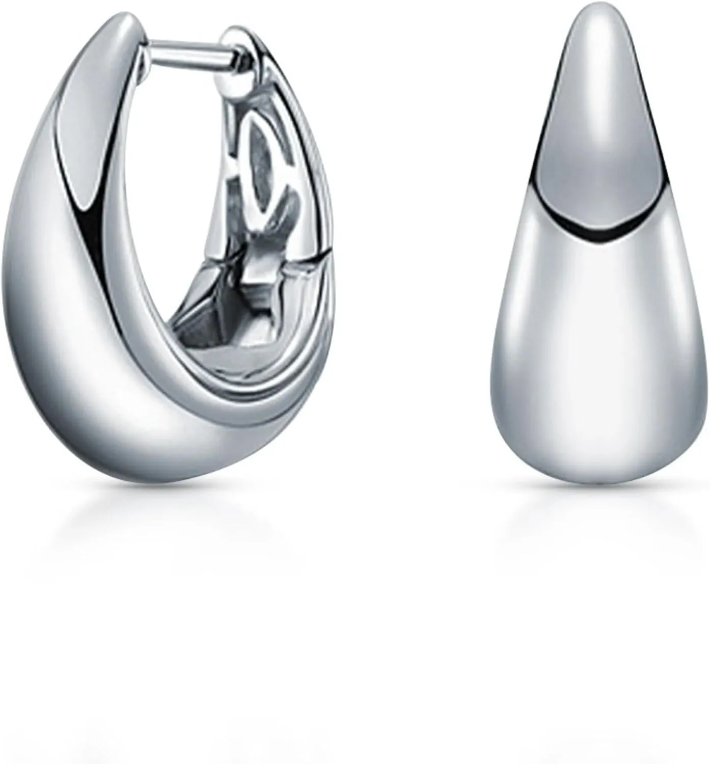 Puffed Tapered Huggie Hoop Earrings, U-Shaped Thickened Earrings In 14k Gold, Sleeper Pear Hoop, Gift For Her.