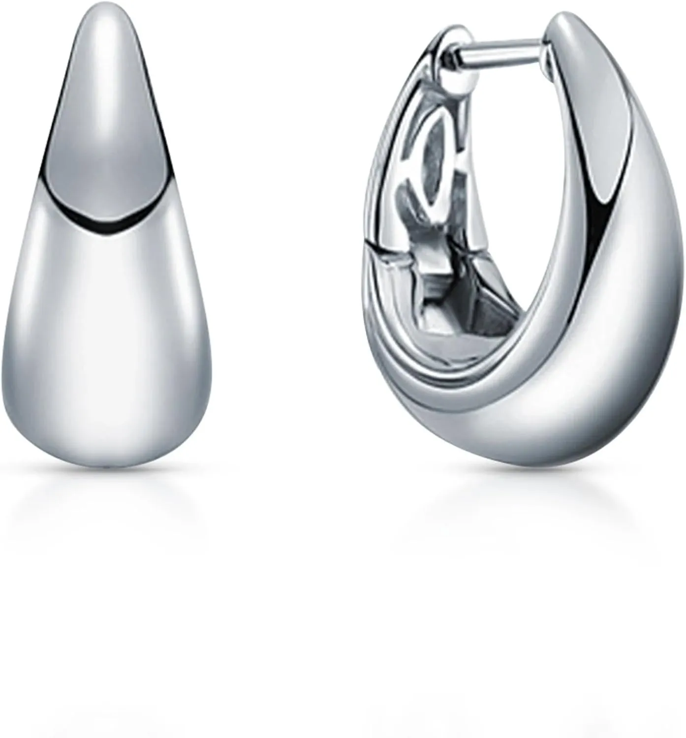 Puffed Tapered Huggie Hoop Earrings, U-Shaped Thickened Earrings In 14k Gold, Sleeper Pear Hoop, Gift For Her.