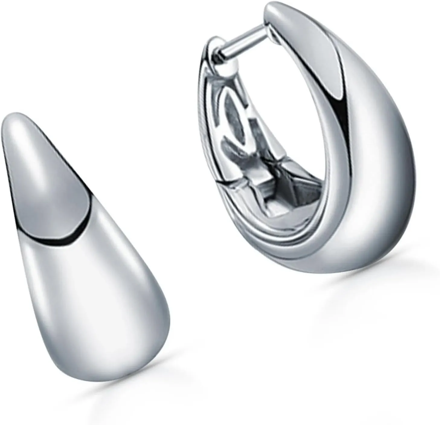Puffed Tapered Huggie Hoop Earrings, U-Shaped Thickened Earrings In 14k Gold, Sleeper Pear Hoop, Gift For Her.