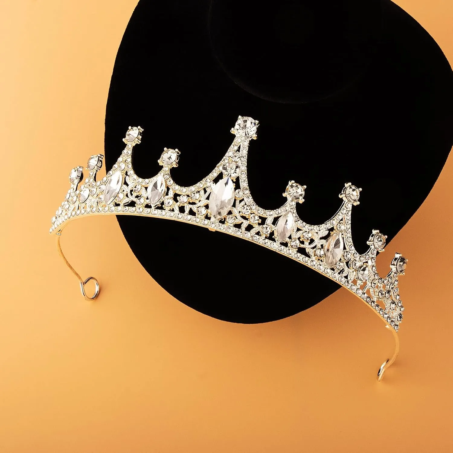 Quinceanera Crowns,Crystal CrownRhinestone Necklace Dangle Earrings Link Bracelet Set Queen Crowns for Bridal Wedding Prom, Birthday Party, Silver Jewelry Set for Women