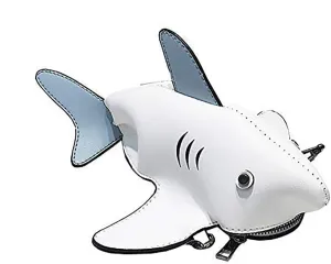 QZUnique Dinosaur Shark Shoulder Bag for Women 3D Animal Novelty Purse Zipper Crossbody Handbag Clutch Messenger Bag for Girl