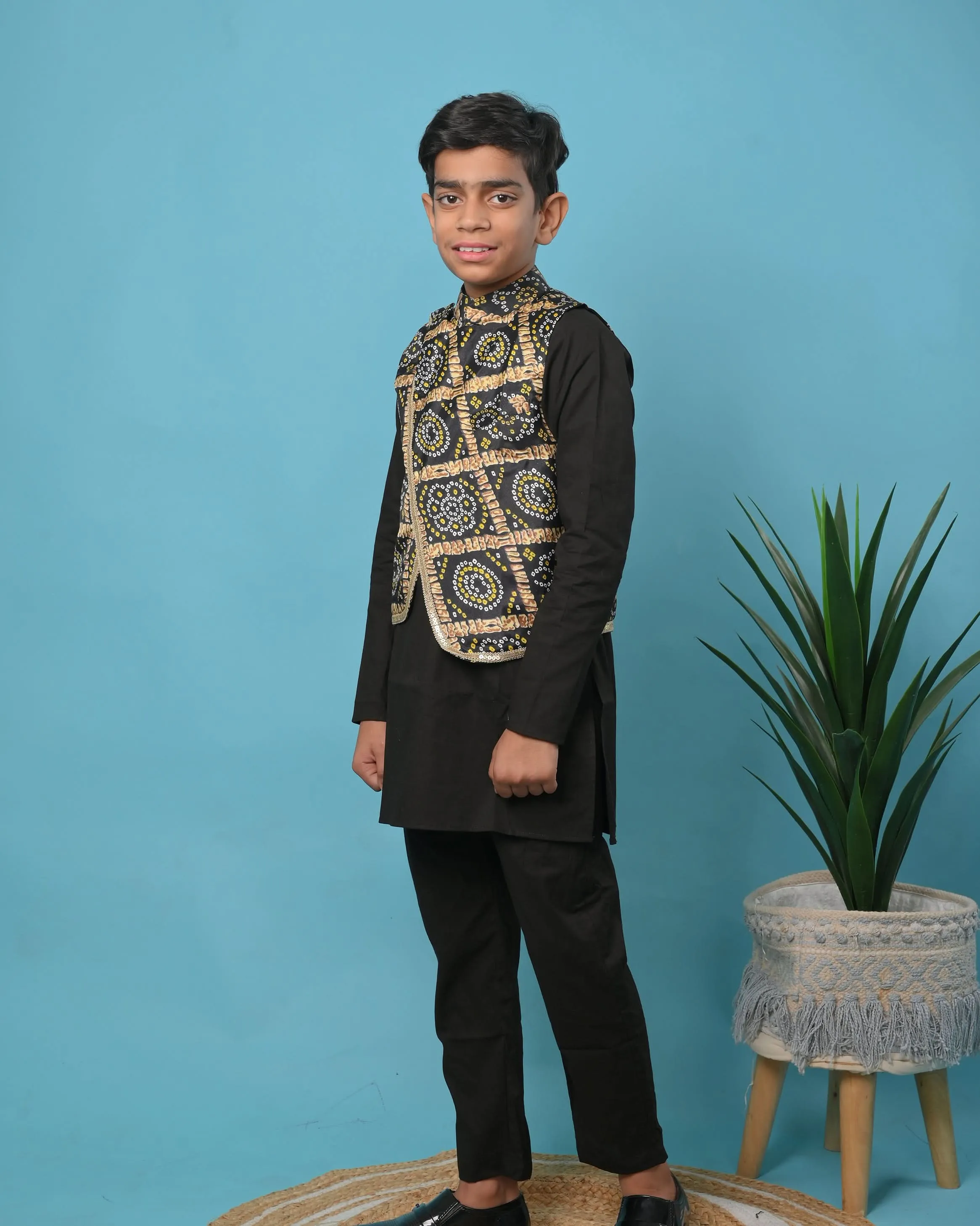 Raina kurta pajama set with Nehru Jacket 3 piece Set | Shobitam Custom Wear Made To Order