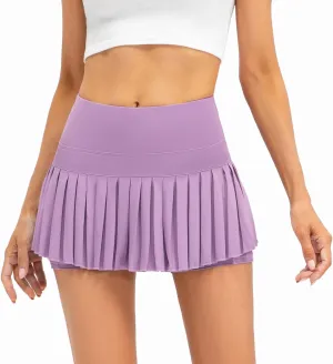 Raroauf Womens Pleated Tennis Skirts with Shorts High Waisted Mini Skirt Golf Skort Athletic Skirts Workout Pickball