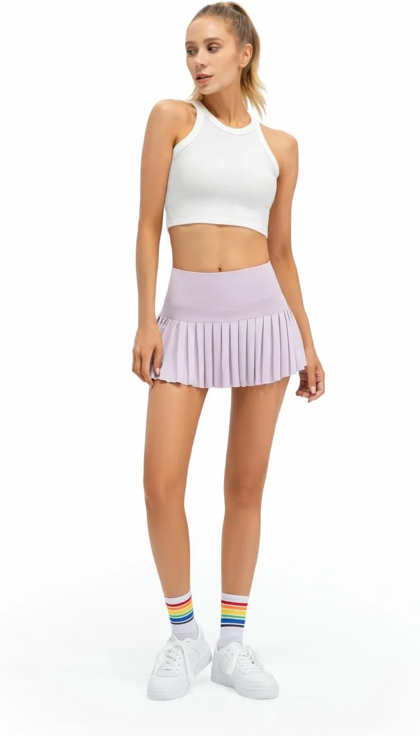 Raroauf Womens Pleated Tennis Skirts with Shorts High Waisted Mini Skirt Golf Skort Athletic Skirts Workout Pickball