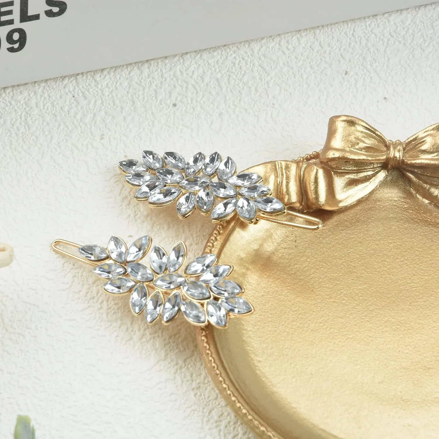 Rhinestone Hair Pins, Crystal Hair Clips, Handmade Cute Hair Barrettes, Hollow Geometric Hairpins, Elegant Metal Hairpin Hair Accessories Headwear Styling Tools, Gifts for Women Girls