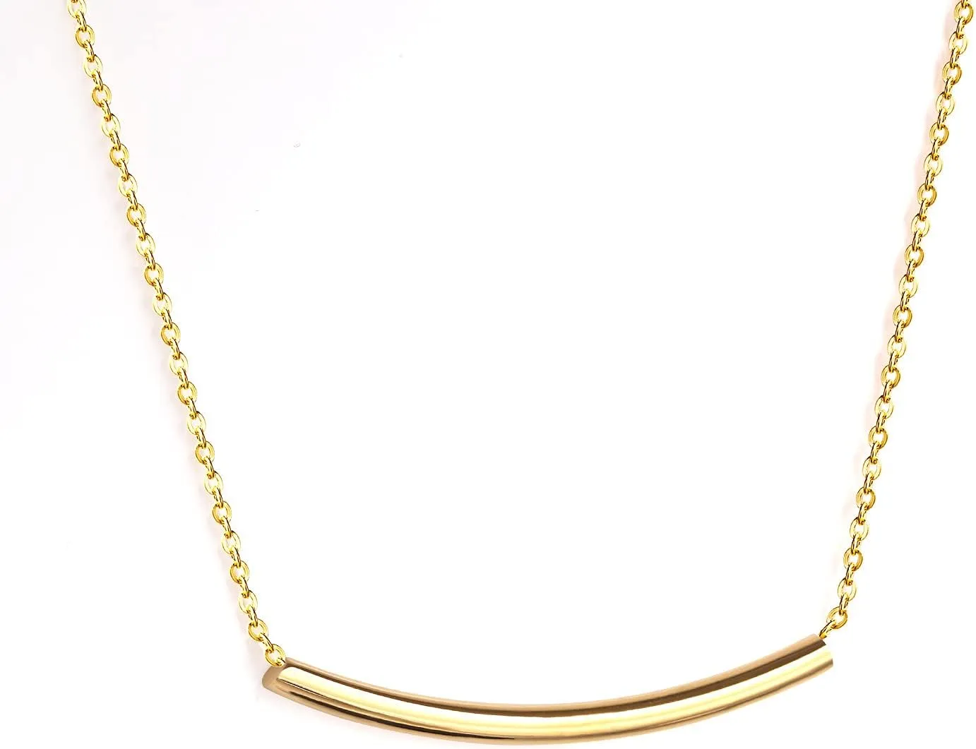 Rockyu Choker Necklaces for Women Rose Gold Plated Stainless Steel Bar Pendant Simple Smile Jewelry Christmas New Year Gifts Dainty