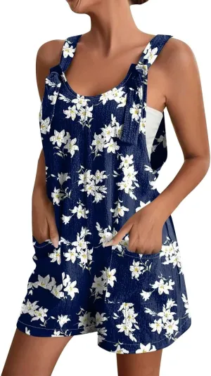 Romper for Women 2025 Summer Casual Sleeveless Jumpsuits Loose Fit Adjustable Strap Shorts Overalls Beach Vacation Outfits