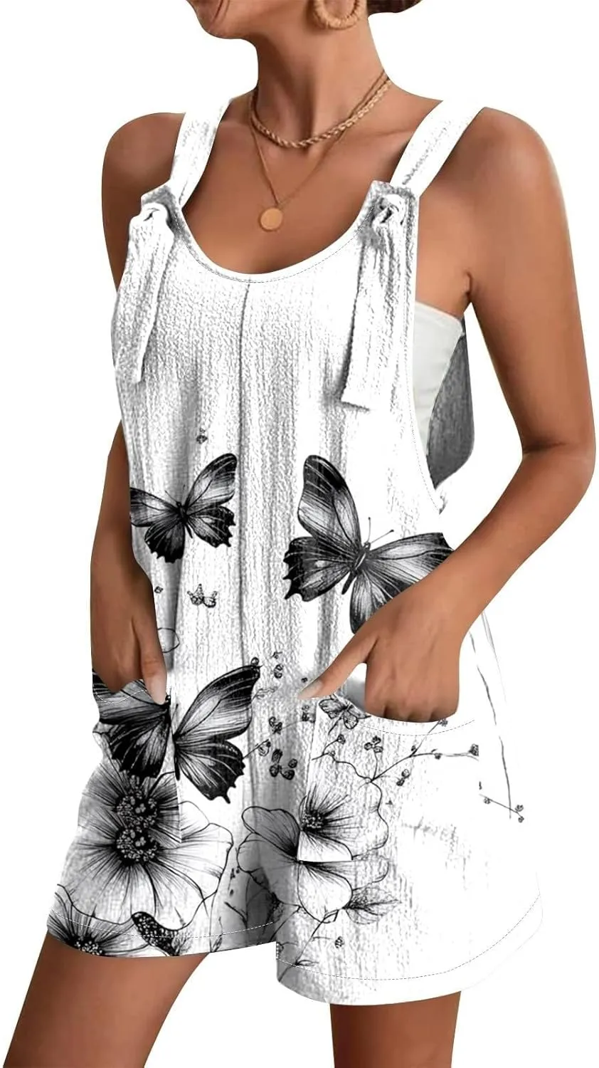 Romper for Women 2025 Summer Casual Sleeveless Jumpsuits Loose Fit Adjustable Strap Shorts Overalls Beach Vacation Outfits