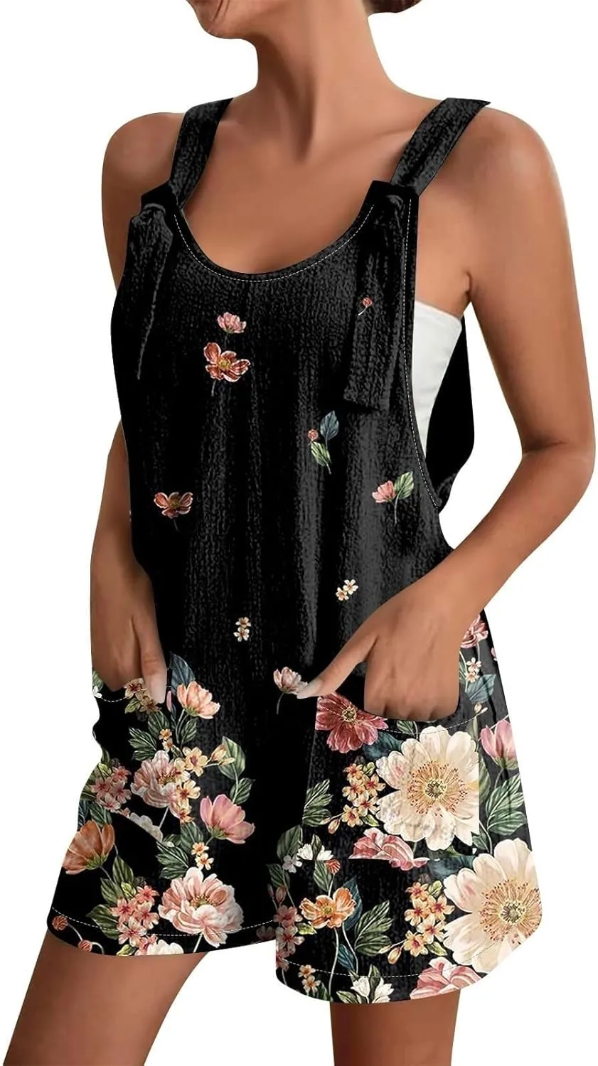 Romper for Women 2025 Summer Casual Sleeveless Jumpsuits Loose Fit Adjustable Strap Shorts Overalls Beach Vacation Outfits