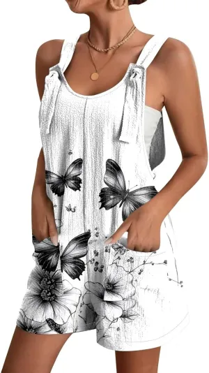 Romper for Women 2025 Summer Casual Sleeveless Jumpsuits Loose Fit Adjustable Strap Shorts Overalls Beach Vacation Outfits