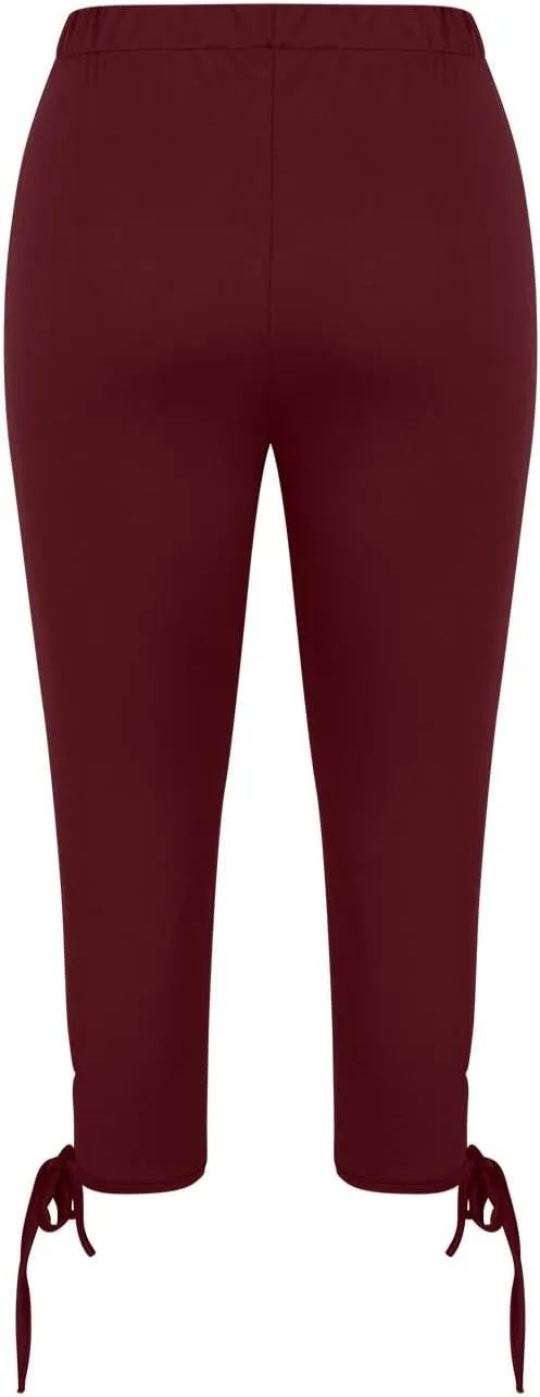 Running Capri Pants for Women Summer High Waisted Solid Color Fitness Trousers Elastic Waist Yoga Gym Pants Comfy