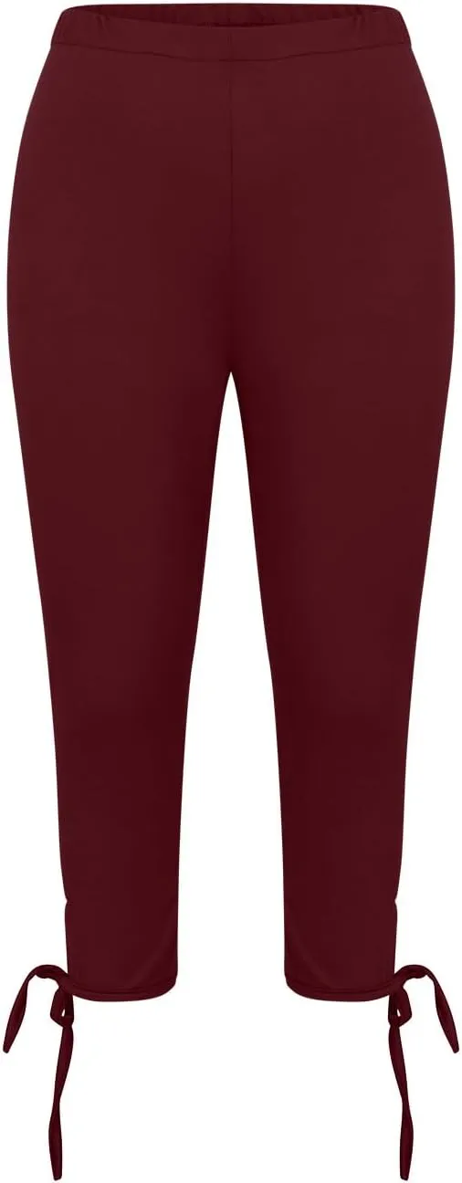 Running Capri Pants for Women Summer High Waisted Solid Color Fitness Trousers Elastic Waist Yoga Gym Pants Comfy