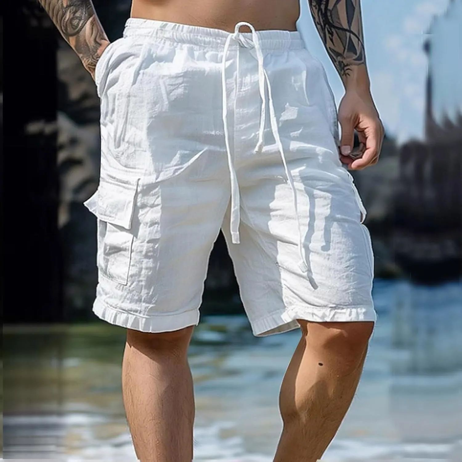 Running Shorts Men Slim-Fit Elastic Beach Shorts Gym Basketball Lightweight Classic Regular Activewear Pants