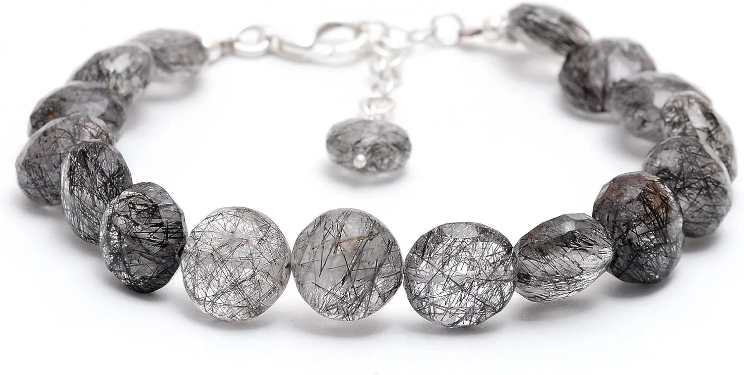 Rutile Quartz Beaded Bracelet,Quartz Bracelet,Rutile quartz Bracelet,Rutilated Quartz beads,Handmade Jewelry,Statement Bracelet,Silver Jewelry