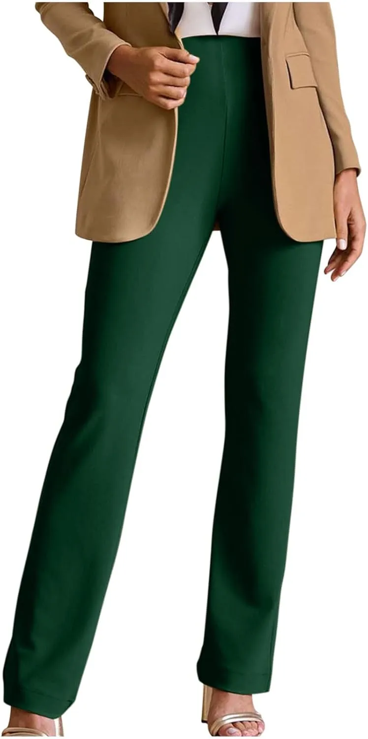 Ruziyoog Flare Leggings for Women Casual High Waist Bootcut Pants Business Casual Work Pants Trousers Pull On Office Slacks