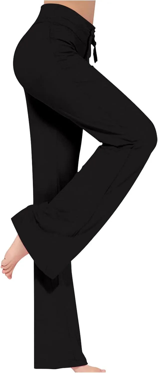 Ruziyoog Flared Yoga Pants for Women High Waist Stretchy Loose Casual Trousers Wide Leg Lounge Joggers Sweatpants