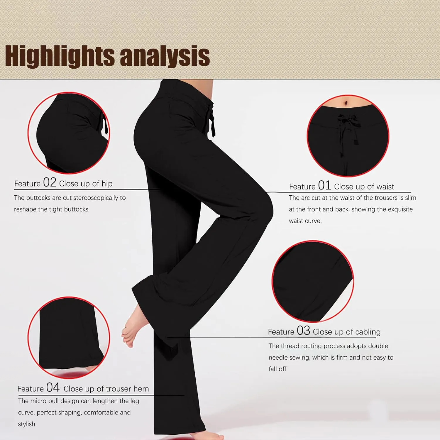 Ruziyoog Flared Yoga Pants for Women High Waist Stretchy Loose Casual Trousers Wide Leg Lounge Joggers Sweatpants