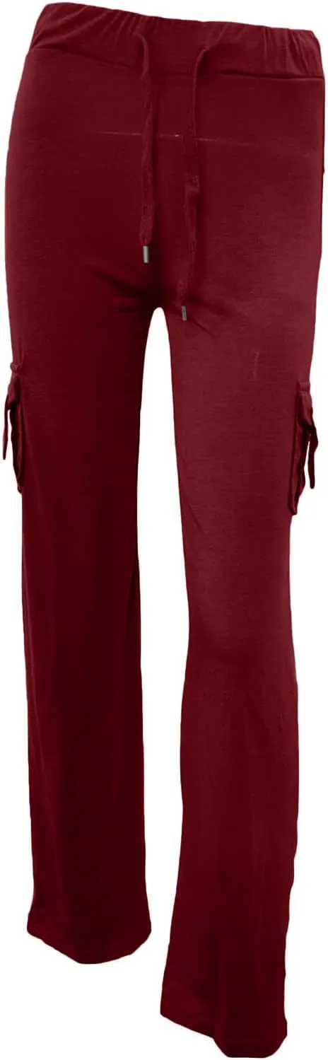Ruziyoog High Waisted Yoga Pants with Pockets Casual Wide Leg Lounge Pants Drawstring Elastic Waist Trousers for Women